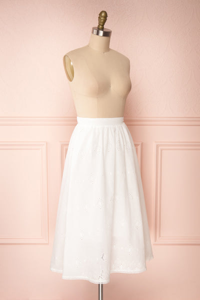 Sioban White High-Waisted Openwork Midi Skirt | Boutique 1861 side view