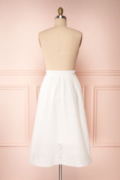 Sioban White High-Waisted Openwork Midi Skirt | Boutique 1861 back view