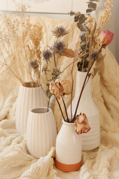Josune White Textured Vase