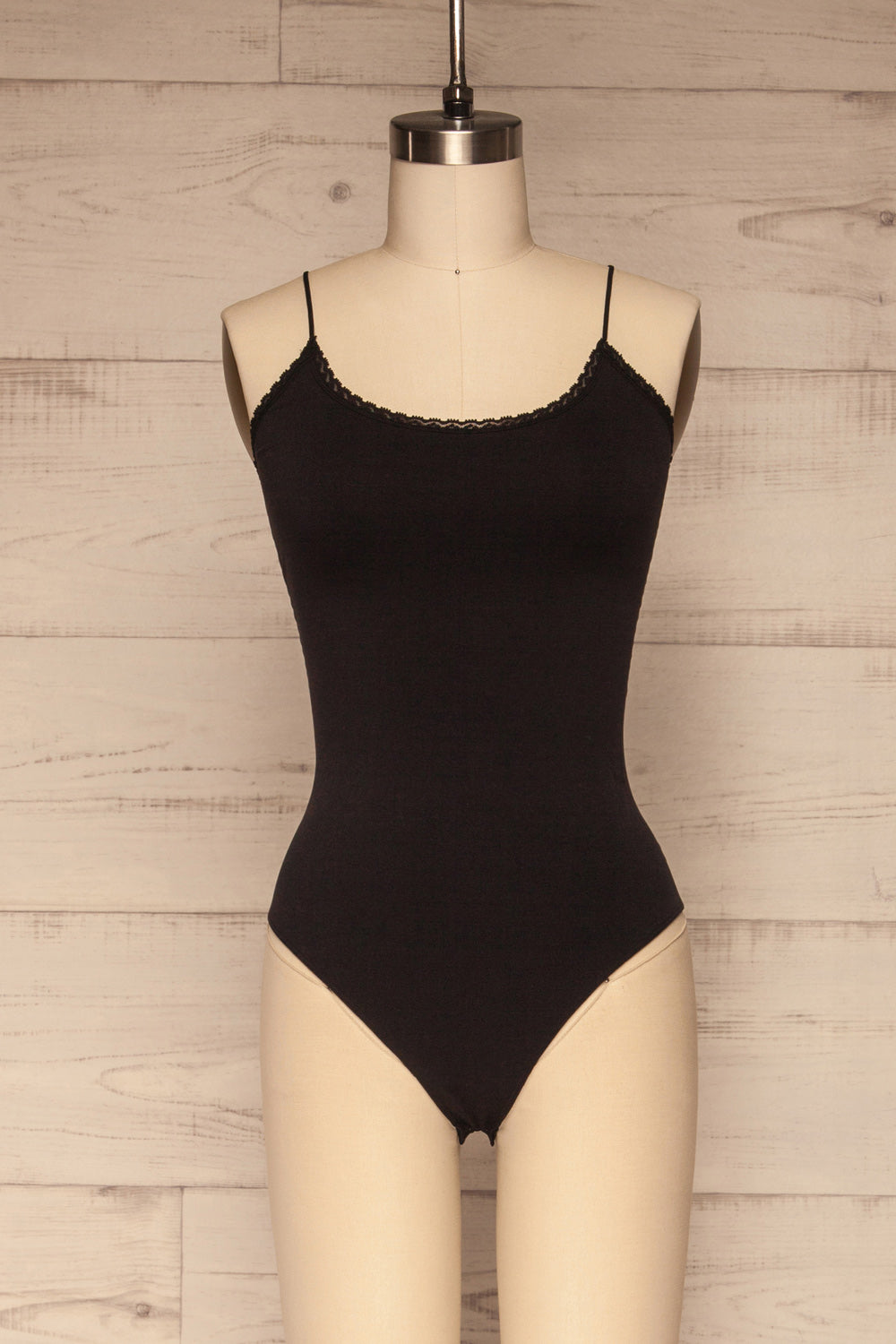 Skive Black Thin Strap Bodysuit | La petite garçonne front view