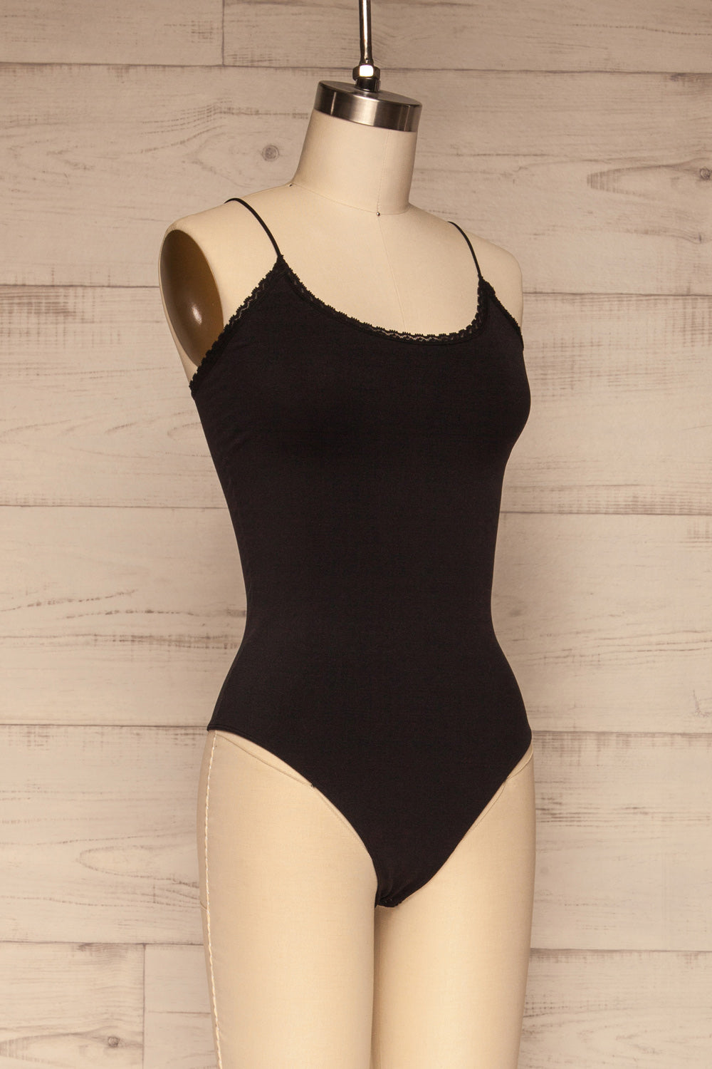 Skive Black Thin Strap Bodysuit | La petite garçonne  side view