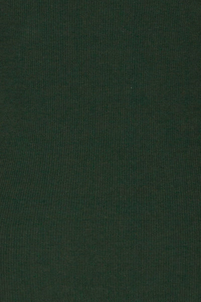 Sliema Green Turtleneck Ribbed Knit Top | La Petite Garçonne fabric detail