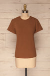 Sliven Basic Brown Round Collar T-Shirt | La petite garçonne  front view