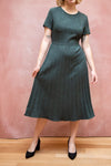 Snofn Green Short Sleeve Midi Denim Dress | Boutique 1861 model