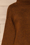 Sochi Brown Turtleneck Knit Sweater | La petite garçonne  side close-up