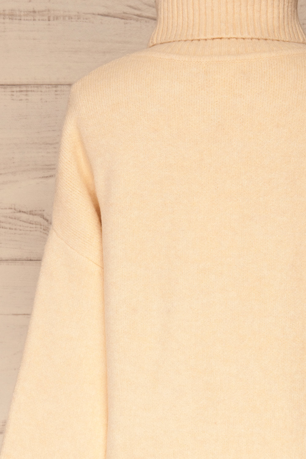 Sochi Ivory Turtleneck Knit Sweater | La petite garçonne  back close-up