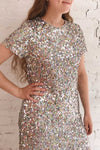 Solange Multicolour Short Sequin Dress | Boutique 1861 on model