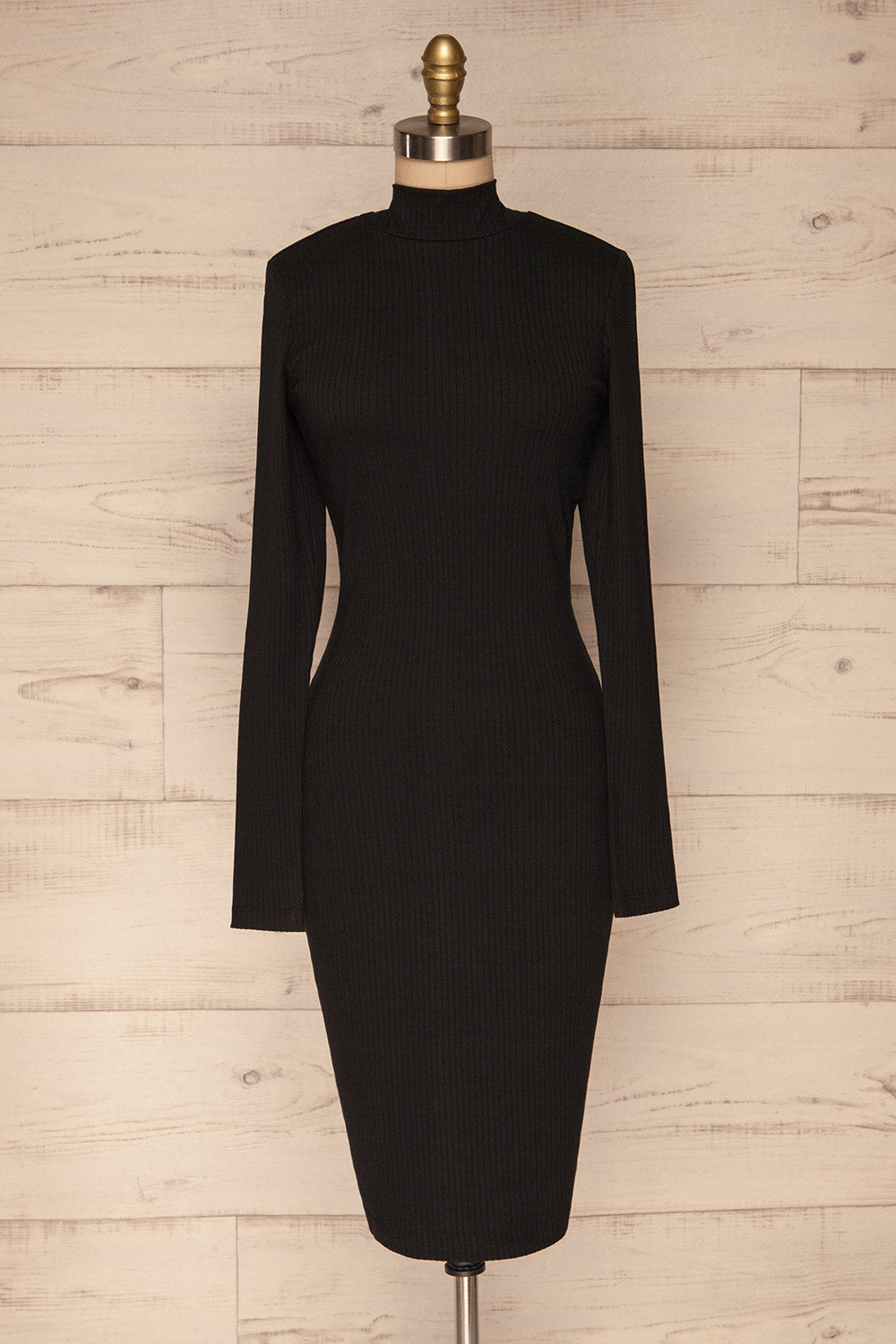 Solesmes Black Mock Neck Dress | Robe | La Petite Garçonne front view 