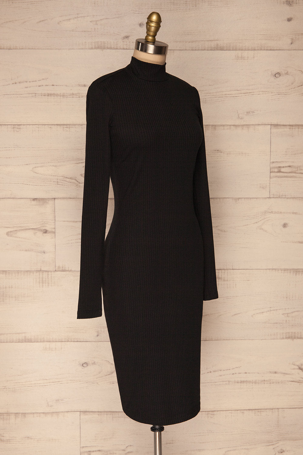 Solesmes Black Mock Neck Dress | Robe | La Petite Garçonne side view 