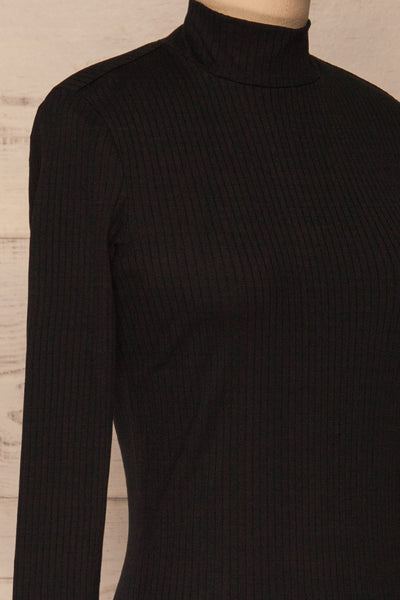 Solesmes Black Mock Neck Dress | Robe | La Petite Garçonne side close-up