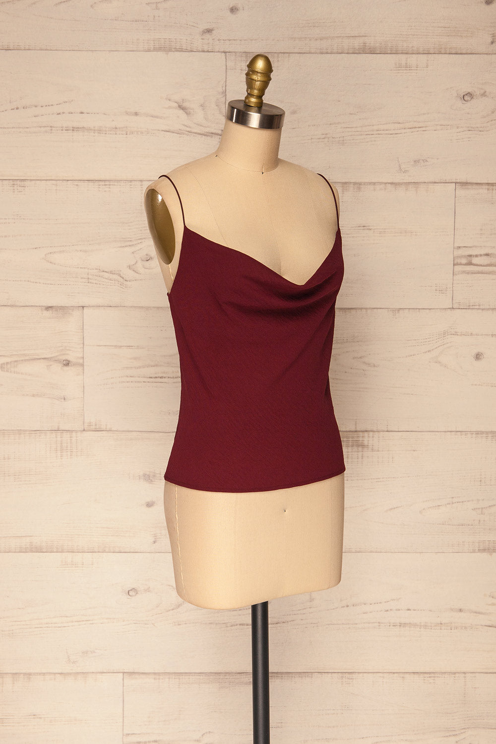 Solin Burgundy Cowl Neck Tank Top | La petite garçonne side view 