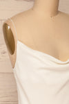 Solin White Cowl Neck Tank Top | La petite garçonne side close-up