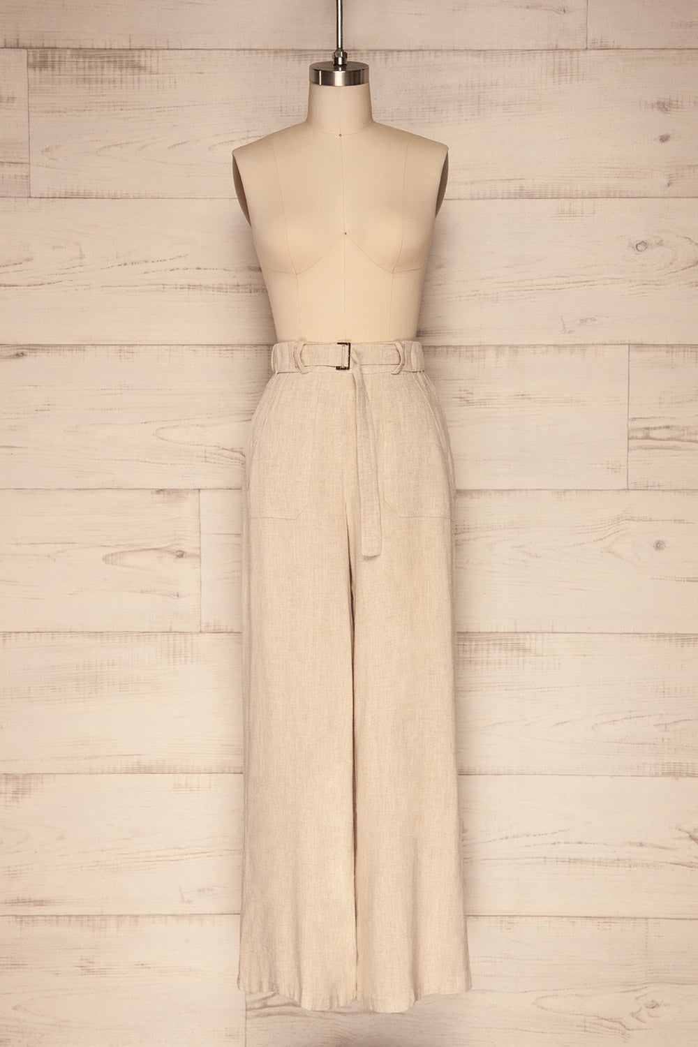 Sollihul Beige Woven Wide Leg Pants | La Petite Garçonne