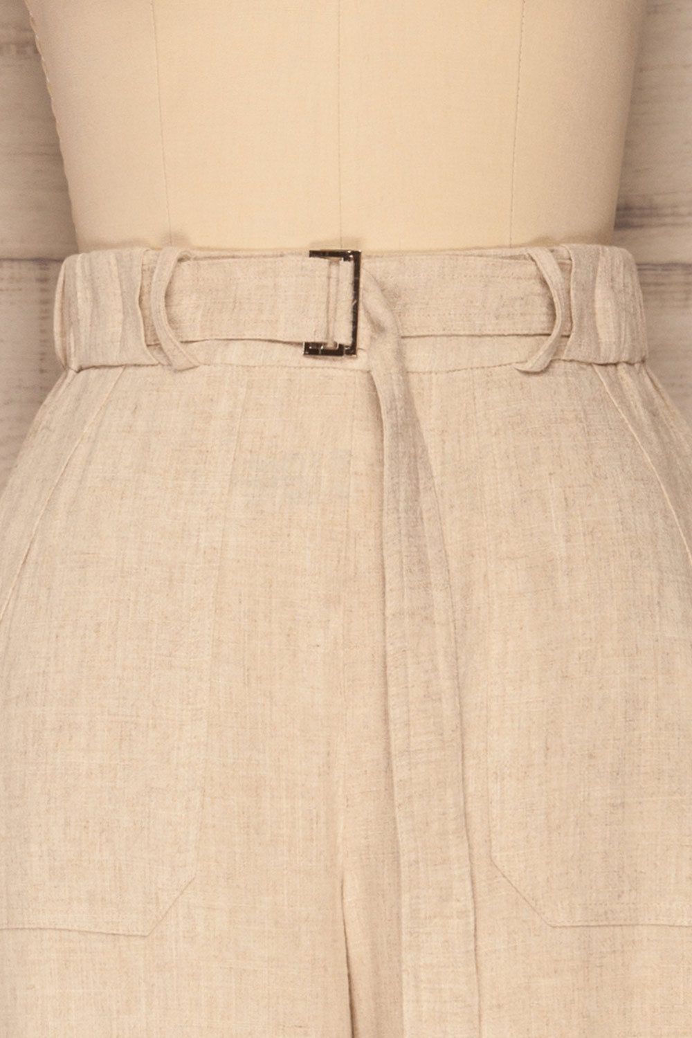 Sollihul Beige Woven Wide Leg Pants | La Petite Garçonne