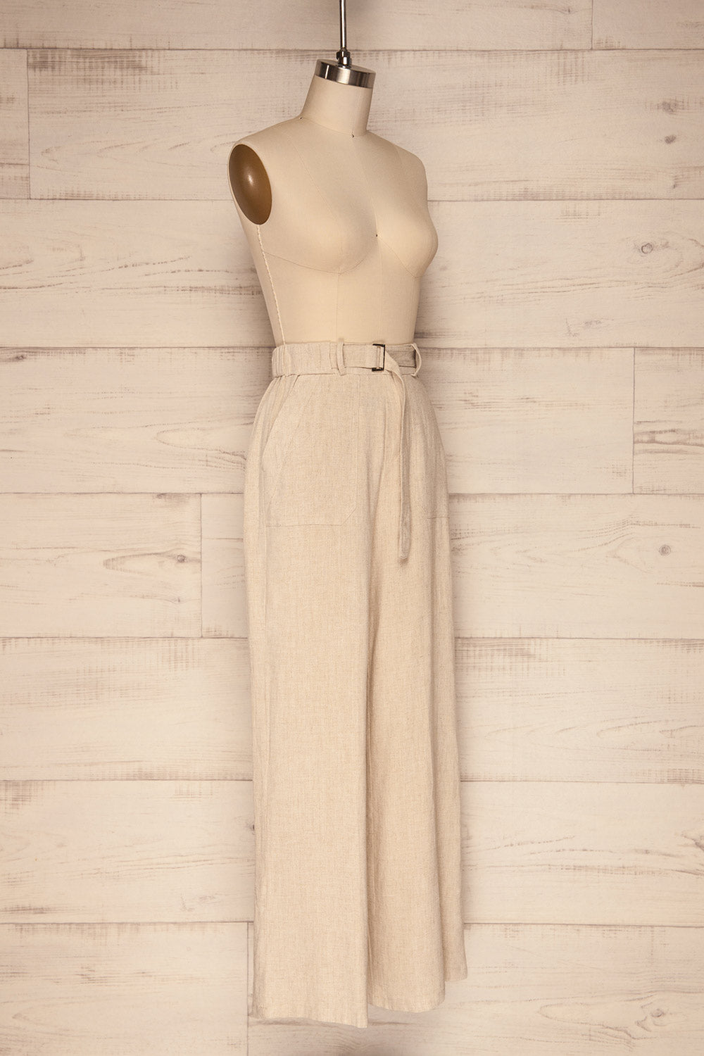 Sollihul Beige Woven Wide Leg Pants | La Petite Garçonne