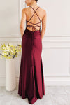 Sonia Black Backless Mermaid Maxi Dress w/ Slit | Boutique 1861 back model