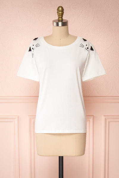 Sonnewalde White T-Shirt w/ Cat | Boutique 1861 front view