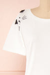Sonnewalde White T-Shirt w/ Cat | Boutique 1861 front close-up