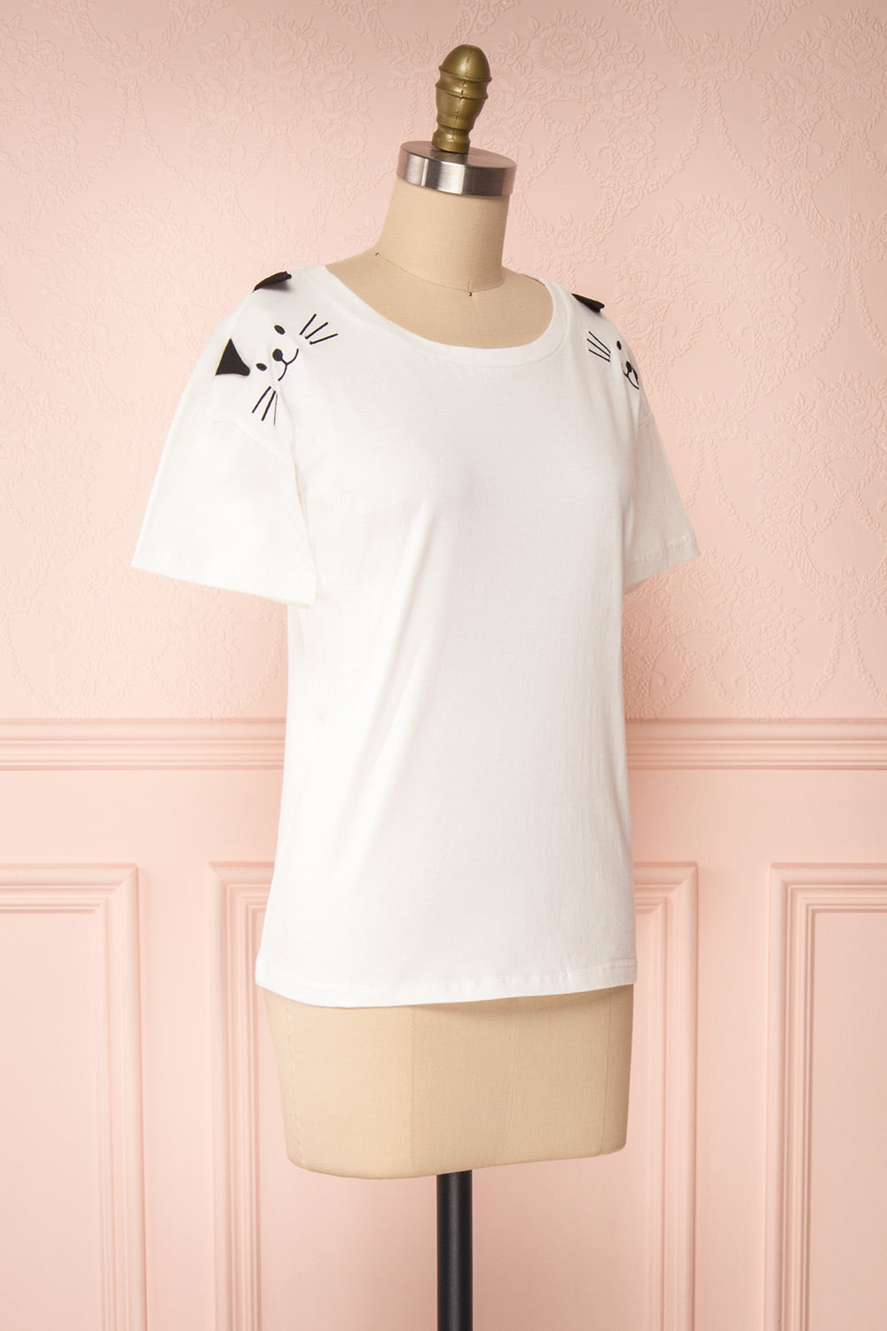 Sonnewalde White T-Shirt w/ Cat | Boutique 1861 side view 