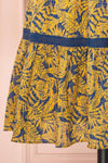 Sophronia Yellow & Blue Summer Short Dress | Boutique 1861 bottom close-up