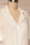 Soresina White Short Sleeved Shirt | La petite garçonne side close up