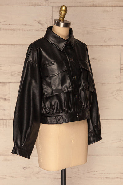 Sosnowiec Cropped Faux-Leather Jacket | La petite garçonne side view