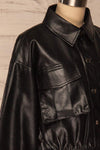 Sosnowiec Cropped Faux-Leather Jacket | La petite garçonne side close-up