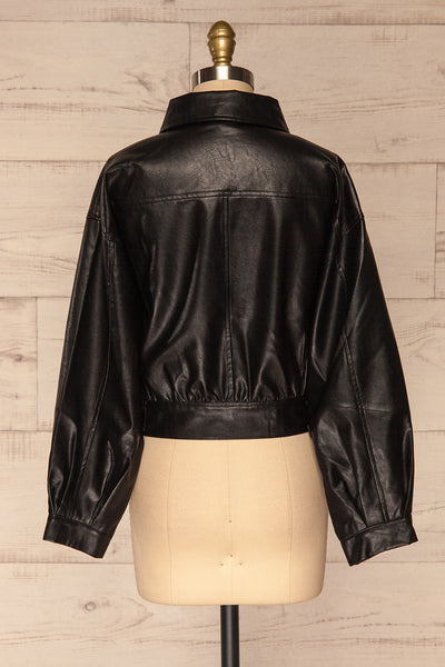 Sosnowiec Cropped Faux-Leather Jacket | La petite garçonne back view