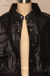 Sosnowiec Cropped Faux-Leather Jacket | La petite garçonne front close-up open