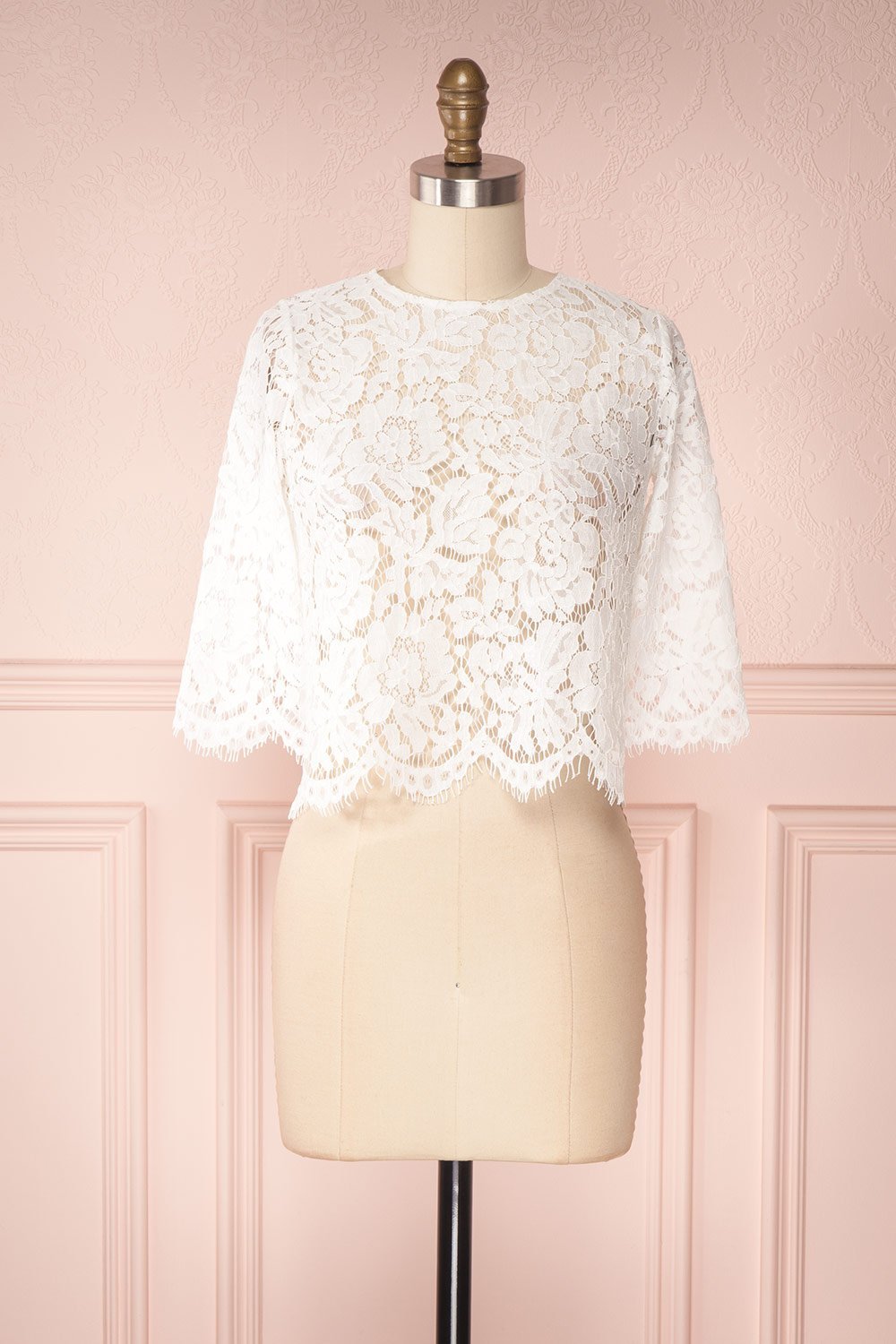 Souraya White Floral Lace Crop Top | Boutique 1861