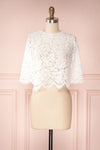 Souraya White Floral Lace Crop Top | Boutique 1861