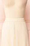 Spaewife White Chiffon Pleated Midi Skirt | Boutique 1861 front close up
