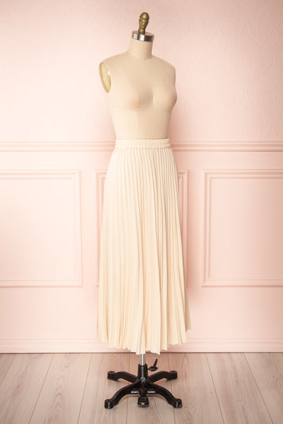 Spaewife White Chiffon Pleated Midi Skirt | Boutique 1861 side view