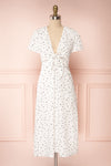 Speranza White Midi Dress w/ Heart Patterns | La petite garçonne front view