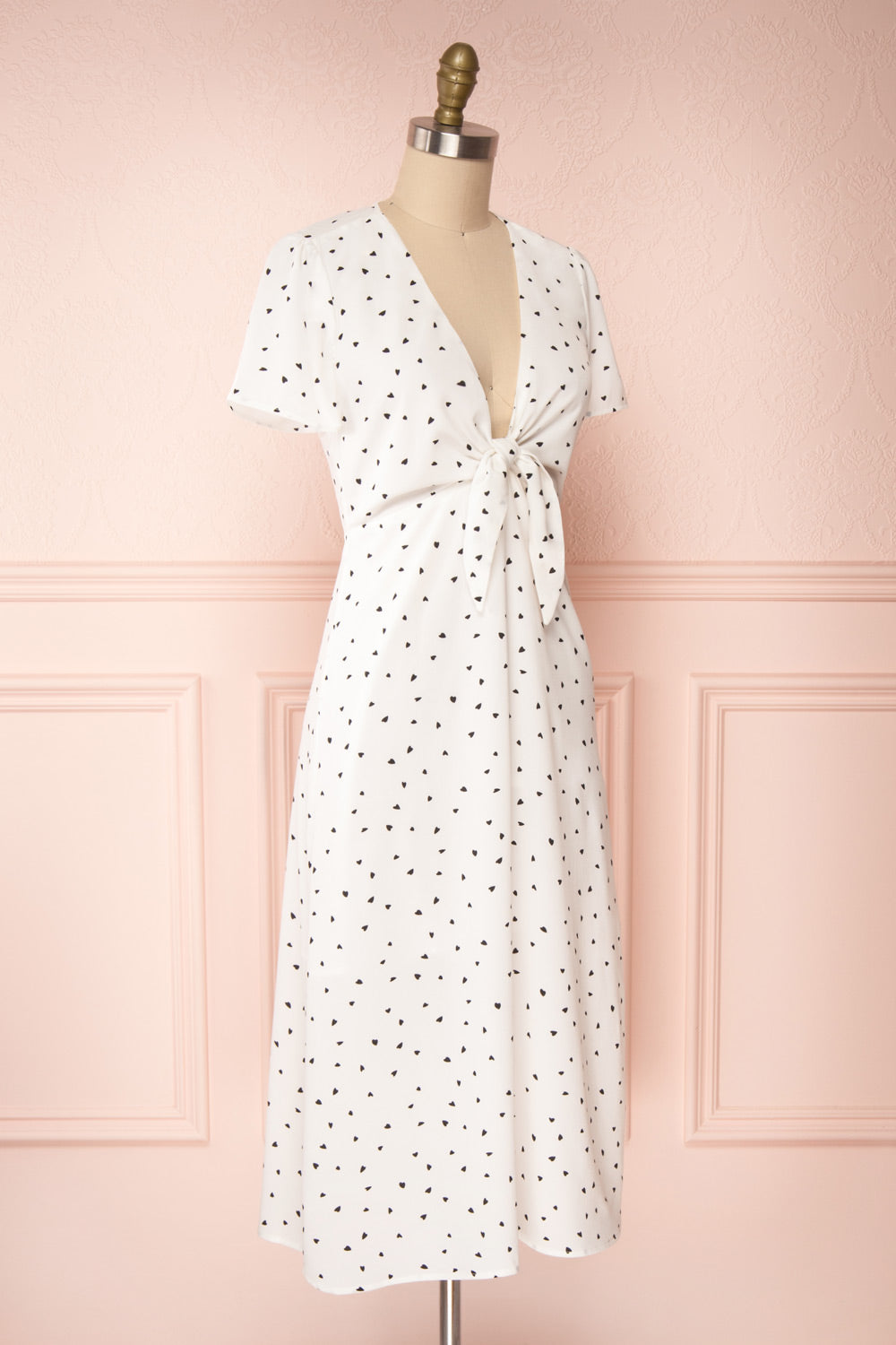 Speranza White Midi Dress w/ Heart Patterns | La petite garçonne side view