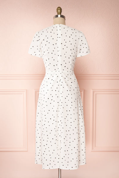 Speranza White Midi Dress w/ Heart Patterns | La petite garçonne back view