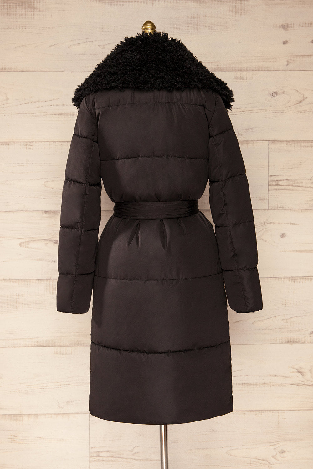 Spoleto Black Long Quilted Coat | La petite garçonne back view 