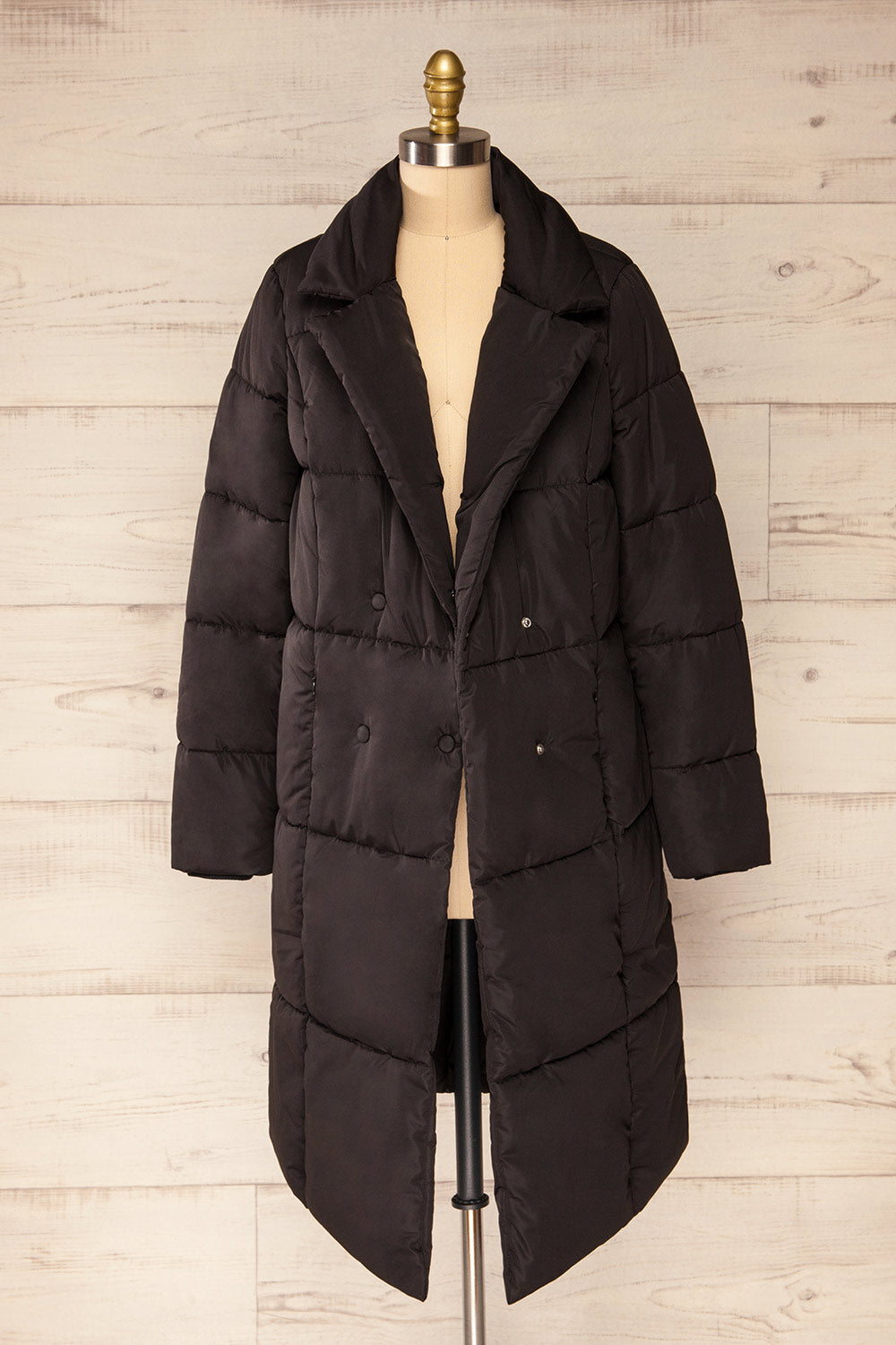 Spoleto Black Long Quilted Coat | La petite garçonne front view 