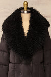 Spoleto Black Long Quilted Coat | La petite garçonne fur close-up