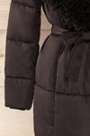 Spoleto Black Long Quilted Coat | La petite garçonne sleeve