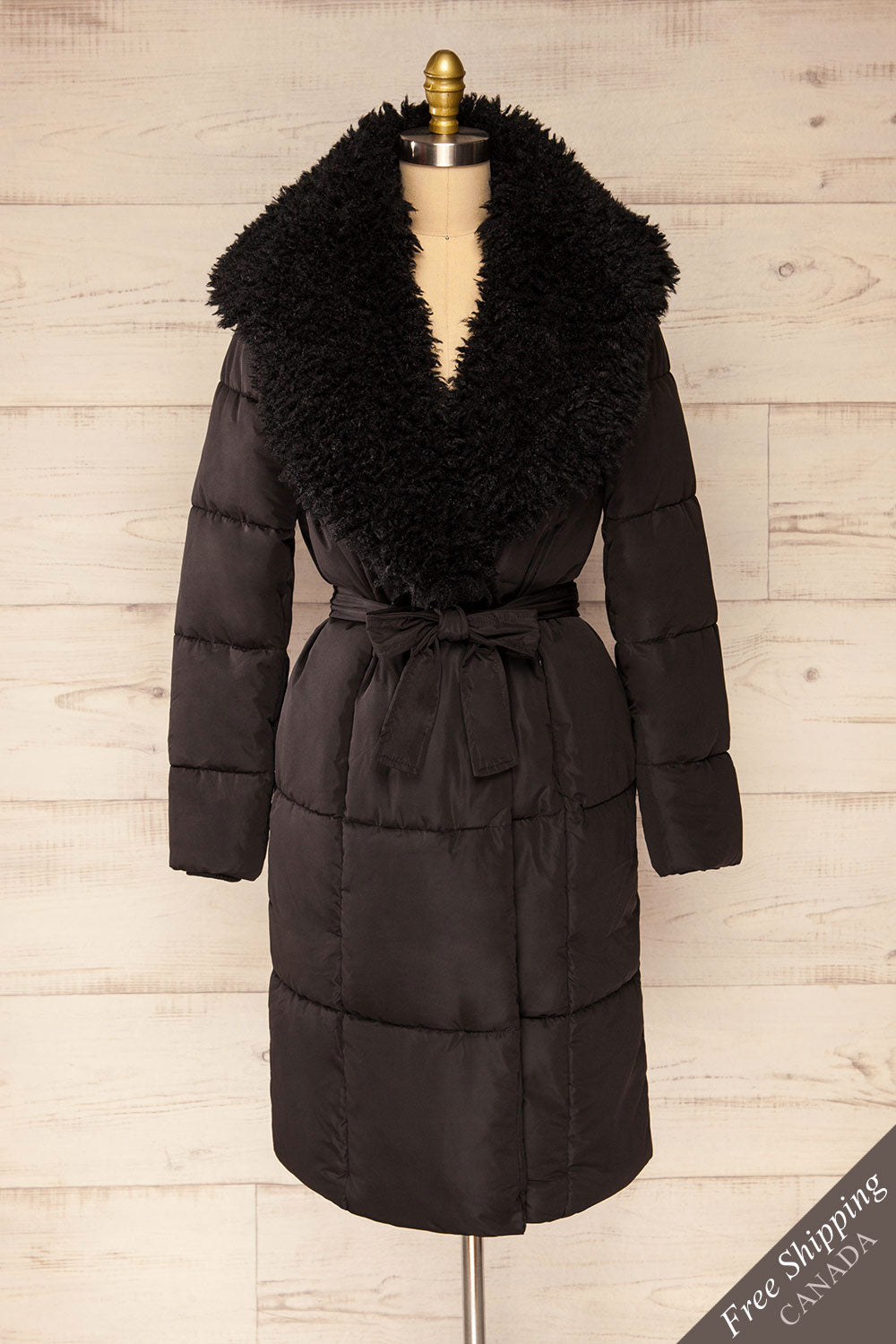 Spoleto Black Long Quilted Coat | La petite garçonne front view 