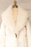 Spoleto Ivory Long Quilted Coat | La petite garçonne open fur close-up