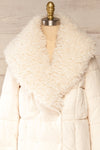 Spoleto Ivory Long Quilted Coat | La petite garçonne fur close-up