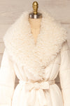 Spoleto Ivory Long Quilted Coat | La petite garçonne front close-up