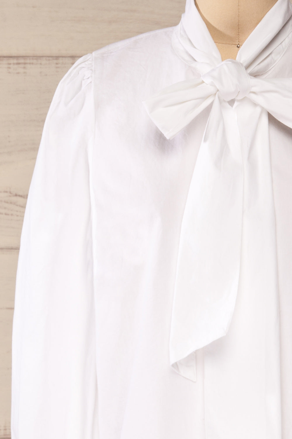Spoletti White Long Sleeve Bow Blouse | La petite garçonne front close-up