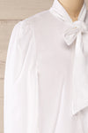 Spoletti White Long Sleeve Bow Blouse | La petite garçonne side close-up