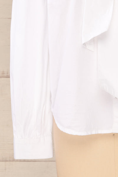 Spoletti White Long Sleeve Bow Blouse | La petite garçonne bottom