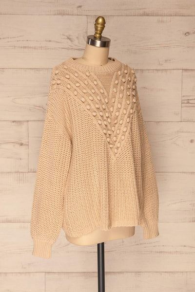 Staicele Beige Textured Knitted Sweater | La petite garçonne side view