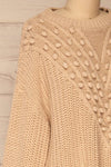 Staicele Beige Textured Knitted Sweater | La petite garçonne side close-up