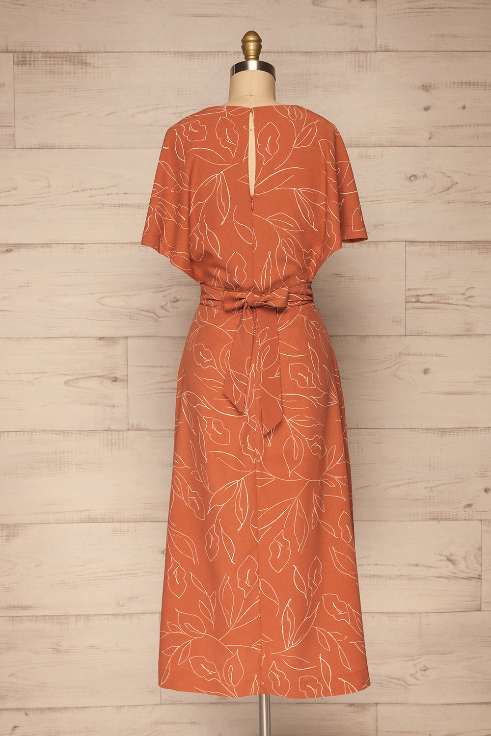 Stasya Rust Orange Faux Wrap Maxi Dress back view | La petite garçonne